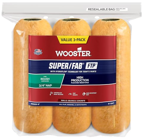 The Wooster Brush Company RR929-9 Super Fab FTP Roller Cover 3/4-Inch Nap, 3-Pack