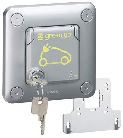 Legrand 077898 IP55 IK10 Encastrée Prise avec Volet Verrouillé Green'up Access pour Véhicule Électrique, Modes 1 ou 2, 16A, 230V