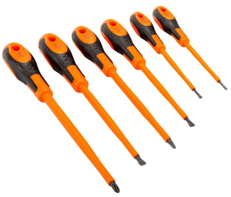 Bahco 620-6 Slotted/Ph Insulated Screwdriver Set, Multi-Colour, 6-Piece