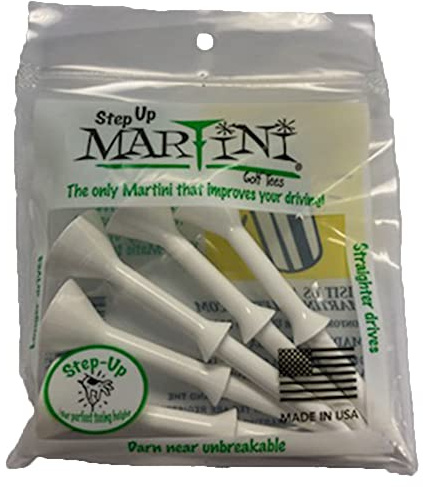 Martini Step-Up Golf Tees - Virtually Unbreakable - White, 3.25 inches