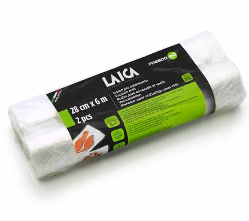 Laica VT3509 Confezione da 2 Rotoli Sottovuoto per Alimenti, Formato 28 x 600 cm