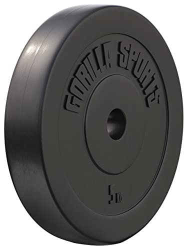 GORILLA SPORTS® Hantelscheiben - Einzeln/Set, 1,25kg, 2,5kg, 5kg, 7,5kg, 10kg, 15kg, 27,5kg, 30kg Gewichte, 30mm Bohrung, aus Kunststoff - Gewichtsscheiben, Hantelscheiben-Set (5 kg)