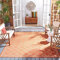 SAFAVIEH Geometrisch Teppich für Wohnzimmer, Esszimmer, Schlafzimmer - Courtyard Collection, Kurzer Flor, Terrakotta und Knochen, 79 X 152 cm