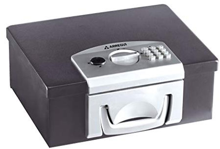 ARREGUI Bric C9547 Tragbare Geldkassette | Dokumentenkassette | Dokumentenbox mit Elektronikschloss | Koffersafe mit Griff | Aktenkoffer Tresor | 13 x 32,5 x 25,5 cm, schwarz