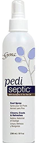 Gena Pedi-Septic Foot Spray with Eucalyptus and Tea Tree Oil - Cooling Menthol Scent Sanitizer for Odor Control, Refreshing Pedicure Skin Cleanser, 8 fl oz