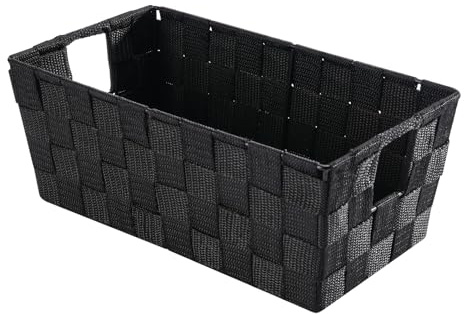 Whitmor Small Woven Storage Baskets for Shelves - Decorative Organizer Bins with Metal Structure, Versatile Shelf Storage Solution for Home Organization & Closet (Black)