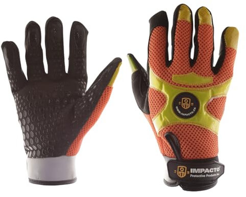 Impacto BGHIVIS50 Anti-Vibration High Visibility Mechanic's Air Glove, Orange/Black