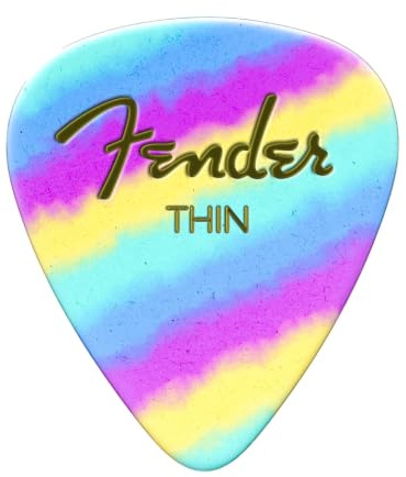 Fender Graphic Guitar Picks 351 Shape, Guitar Accessories, Rainbow, Thin, 12-Pack