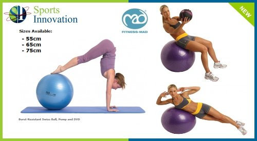 Fitness Mad Balle de fitness 'Swiss Ball' avec pompe & DVD 65 cm