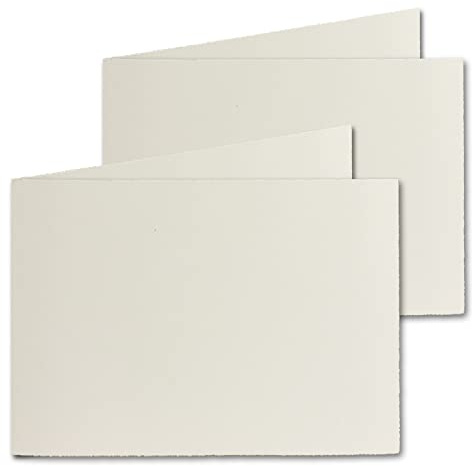 DIN A6 vintage vikkort, äkta kontorspapper, 105 x 148 mm – dubbeldubbel, naturvit 240 g/m² – Vellumyta – Original Zerkall-byttar 50 Doppelkarten Naturweiß