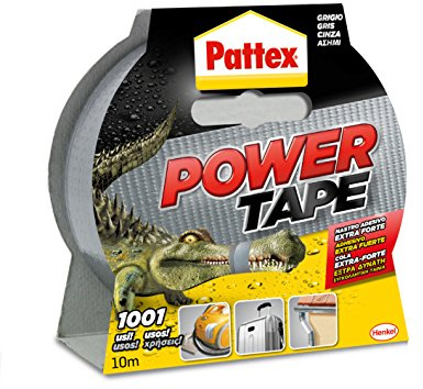 Pattex Power Tape, Nastro Telato Americano, Nastro Isolante Extra Forte per Carichi Pesanti, Per Tutti i Materiali, Impermeabile, Universale, Per Riparazioni, Fissaggio, Imballaggio, Grigio, 48mmx10m