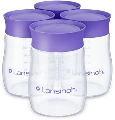 Lansinoh Breastmilk Storage Bottles | 4-Pack 5oz BPA & BPS-Free | Pump-to-Storage Feeding Bottles | Compatible with Lansinoh Breast Pumps and Nipples