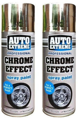 2 x Auto Extreme Professional Chrome Effect Spray Perfect Finish Petrol Resistance 400ml