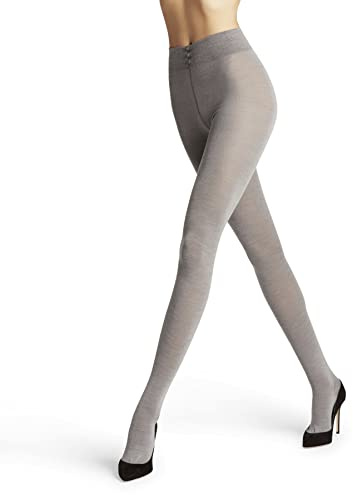 FALKE Women's Softmerino Tights, Thick Warm Breathable, Merino Wool Cotton, Trendy Casual or Dress Stockings, Grey (Light Grey Melange 3830), L, 1 Pair