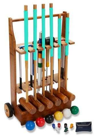 Uber Games 6 player Pro Croquet Set with Wooden Trolley