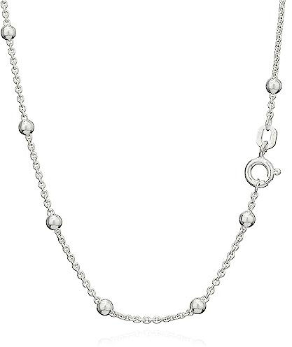 NKlaus Argent 925 Collier chaîne argent sterling 50cm Chaîne d'ancre ronde avec 26 boules 1917
