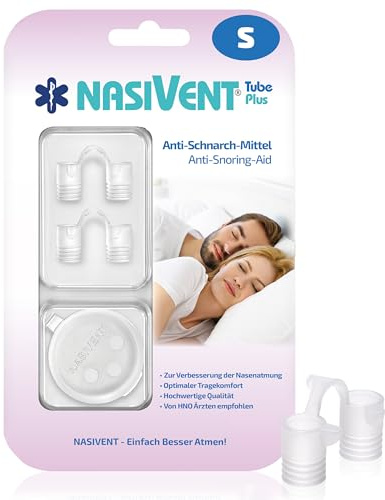 NASIVENT Tube Plus (S) – 2er-Set Nasendilatatoren aus Silikon gegen Schnarchen & für bessere Nasenatmung – mit Aufbewahrungsbox & Haltezapfen