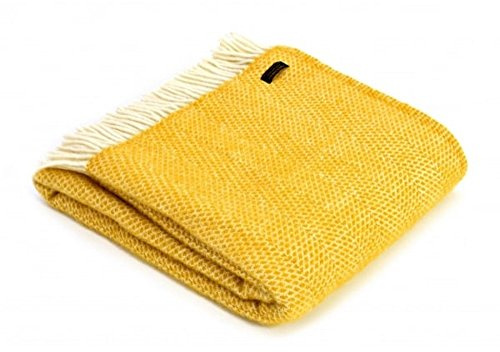 Tweedmill Textiles 100% Pure New Wool Beehive Throw, Mustard, 150x180cm