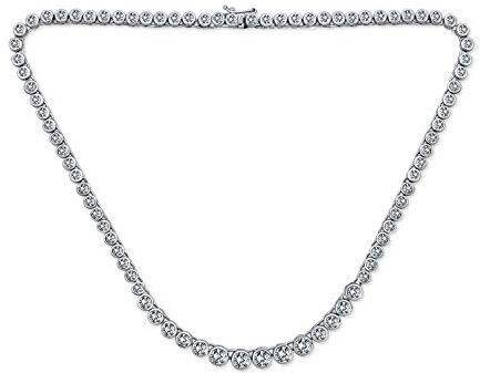 Bling Jewelry Collana Da Tennis Affermazione Con Zirconi Cubici Aaa Classici Tradizionali Graduati CZ Cerchio Rotondo Con Cornice Perline Per Donne Matrimonio Ballo Argento Placcato
