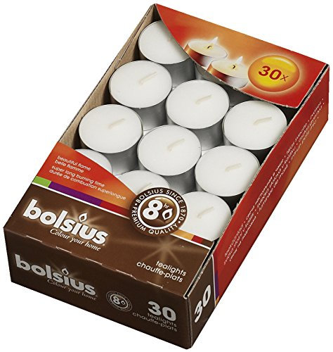 Bolsius Gran Velas de té, duración de hasta 8 Horas, 30 pcs, de Colour Blanco