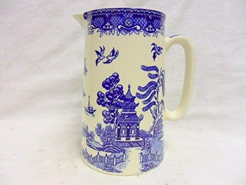 1 Pint Jug in Blue Willow Design by Heron cross Pottery