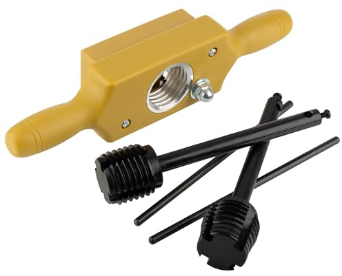 Tap and Die Set - 1-1/2 Inch Jig Dowel Thread Tap Kit Cuts Male and Female Wooden Threads with Two-Handed Thread Box, Bottoming Tap, Steel Cutters and Aluminum Wear Fittings by Kings County Tools