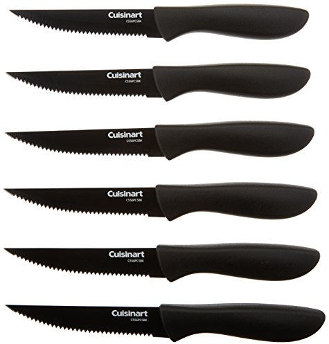 Cuisinart C55-6PCSBK Advantage Color Collection 6-Piece Ceramic Coated Steak Knife Set, Black