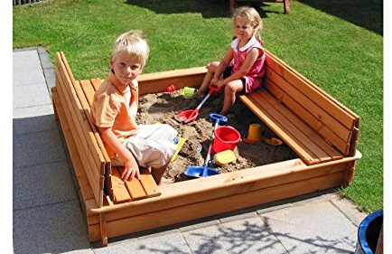 Promadino Sandkasten Donald 140x140 m. klappbarer Abdeck.