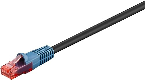 goobay 94391 Outdoor Patchkabel CAT 6 Kabel / 2fach PE Mantel Wasserdicht / RJ45 Stecker Ethernet Kabel / Außenbereich Netzwerkkabel 15m / Schwarz / LAN Kabel 15m