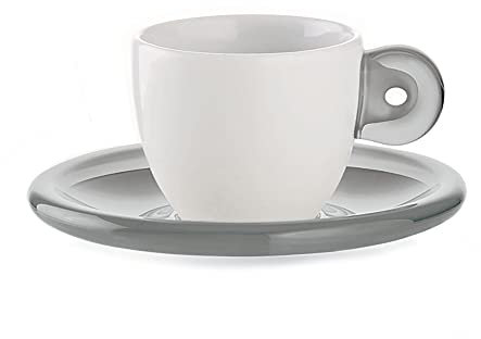 Fratelli Guzzini Gocce, Set of 6 espresso cups with saucers, SMMA|Porcelain