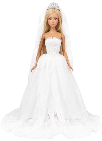 Miunana Doll Princess Wedding Dress Gown Veil for 11.5 Inch Girl Doll Gift