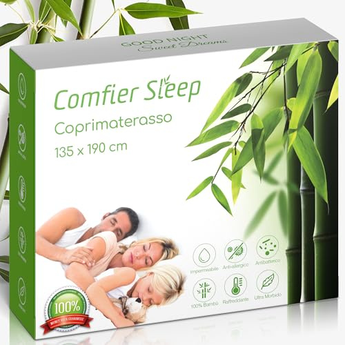 Mattress Protector Double Bed 135x190cm – Fitted Cover 100% Bamboo – Soft Breathable Sheet – Double Mattress Protector Waterproof