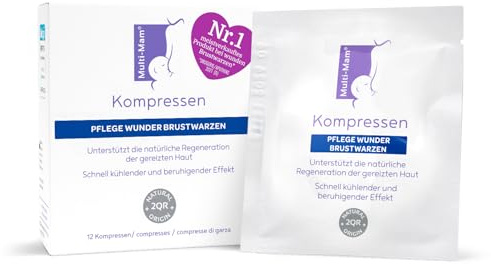 Multi-Mam Kompressen – Intensive Pflege wunder und gereizter Brustwarzen | Für stillende Mütter | 12 einzeln verpackte Kompressen á 1,5g Gel