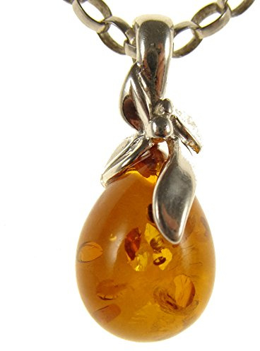 Baltic amber and sterling silver 925 pendant necklace with 1mm Italian sterling silver 925 snake chain