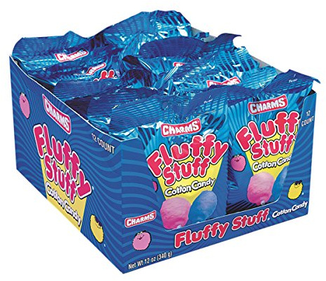 Fluffy Stuff Cotton Candy - Pink and Blue Fresh Spun Floss Sugar Retro Candy - Carnival Cotton Candy in Stay Fresh Packs for Gifts, Party Favors - Pack of 12 1 oz. Bags