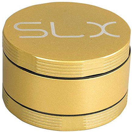 SLX - Macinino per spezie/erbe e tabacco, 62 mm, in metallo, oro giallo, 6,2 x 6,2 x 3,6 cm