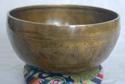 NHH Cuenco tibetano para meditación – Om Mani Padme Hum, bronce, cobre