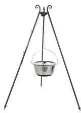 Inox Caldera de Nort Pol Farm Cook 10 L con tres patas gulasch con tapa, de acero inoxidable con el trípode