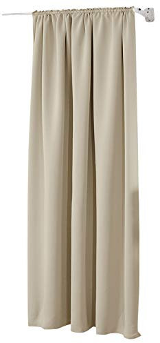 WOLTU Thermovorhang, Verdunklungsvorhang für Wohnzimmer Schlafzimmer, Blickdicht, mit Kräuselband für Schiene, 250g/m² Schwere Wärmeisolierende, 135 x 245 cm, Sand