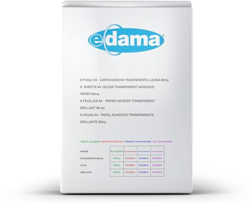 e-dama transparent självhäftande papper för bläckstråleskrivare 8 A4 ark