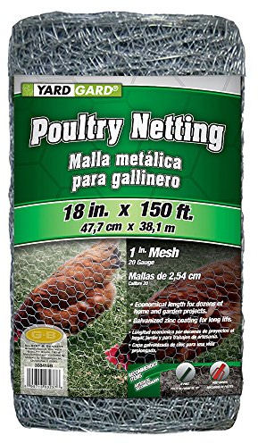 YARDGARD â 1 Inch Twisted Mesh Wire Fence â 18 Inches by 150 Feet â 20 Gauge Galvanized Steel â for Poultry Netting | Chicken Coops | Garden Protection and Small Animal Enclosures