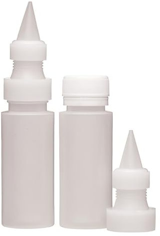 KitchenCraft Sweetly Does It Bottiglia per la spremitura di glassa e beccucci, plastica, 70 ml, set di 2, bianco, grande