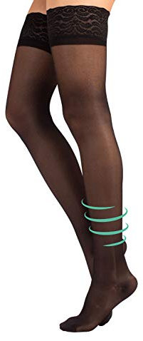 CALZITALY Calze Autoreggenti 140 Den Compressione Graduata Forte, Calze Elastiche Medicali | S M L XL | (S, Nero)