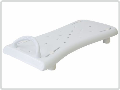 Badewannenbrett mit Seifenablage (ca. 70 cm lang) und mit weissem Griff - Sitzbrett Wannensitz Badewannensitz