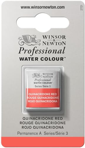 Winsor & Newton Acuarela Profesional - Pintura de Acuarela, Alta Luminosidad, Resistente a la Luz, Calidad de Archivo, 1/2 Godet, Color Rojo Quinacridona