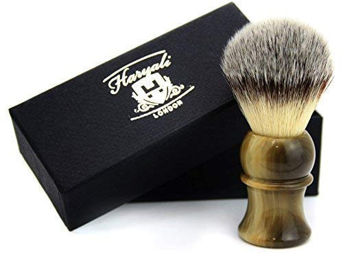 Gift Box for Men (Sythetic Hair Shaving Brush with Stunning Horn stimulated Handle with Men Made by Haryali)