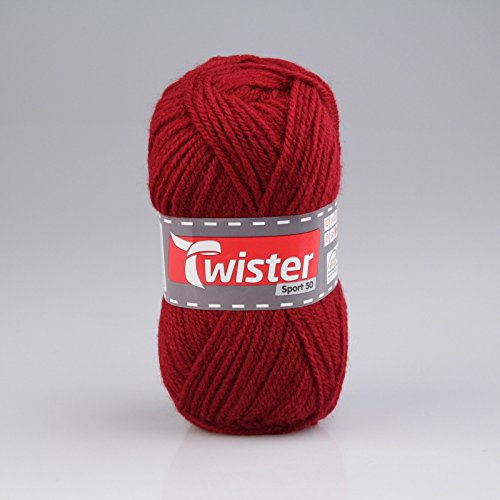 Wolle Twister Sport 50 Uni - Weinrot - 50g