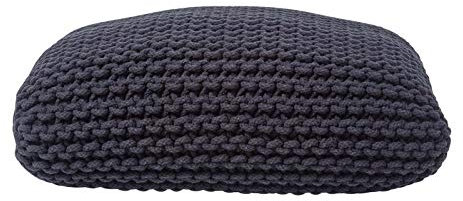 Homescapes Strickpouf groß schwarz 70 x 20 cm Bodenkissen Sitzkissen 100% Baumwoll Bezug grob gestrickt mit Polystyrol Füllung