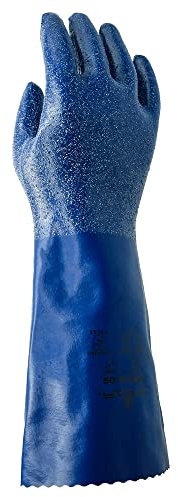 SHOWA NSK 24 Lot de 12 paires de gants avec revêtement nitrile, doublure en coton, résistant aux produits chimiques, longueur 35,6 cm, taille M