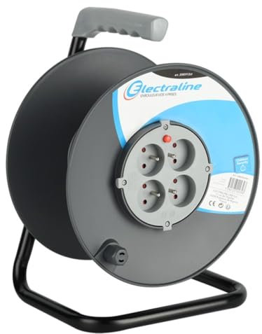 Electraline 2085912UI Enrouleur Bricolage VIDE (capacité 50m), Noir